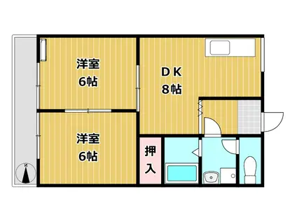 コーポ飛鳥(2DK/1階)の間取り写真