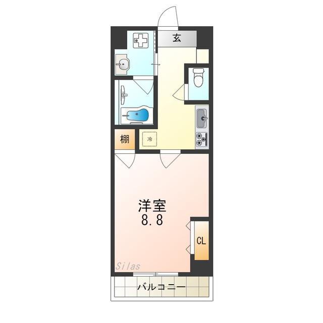 ヒルズ京都東(1K/4階)の間取り写真
