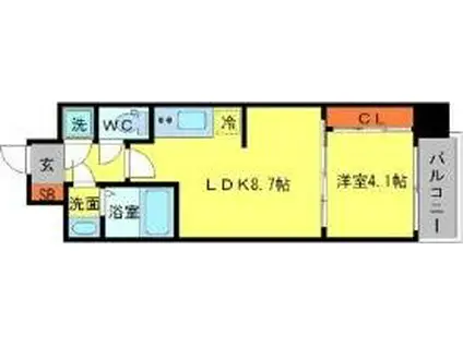 SERENITE本町エコート(1LDK/8階)の間取り写真