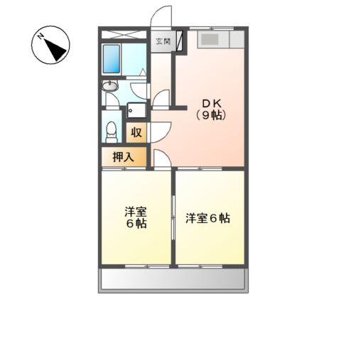 新町ハイツ(2DK/1階)の間取り写真