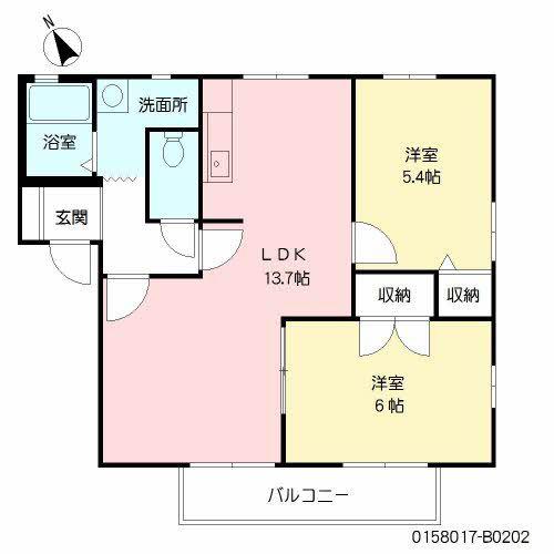 サンディアス児玉B(2LDK/2階)の間取り写真