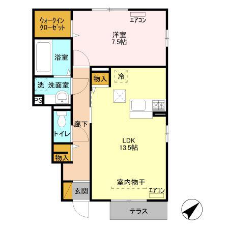 アリコ・ブラン A(1LDK/1階)の間取り写真