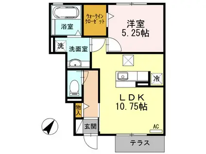 ベルク・リジェール(1LDK/1階)の間取り写真