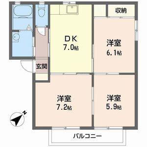 シャーメゾン寿 八番館(3DK/2階)の間取り写真