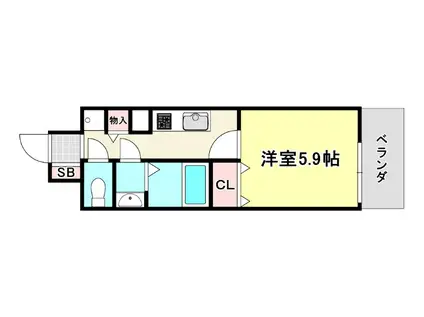 ジオエント福島野田レジデンス(1K/14階)の間取り写真