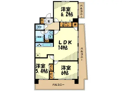 メルヴェーユ調布(3LDK/4階)の間取り写真