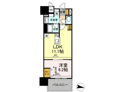 PARK AVENUE イースト(1LDK/3階)の間取り写真