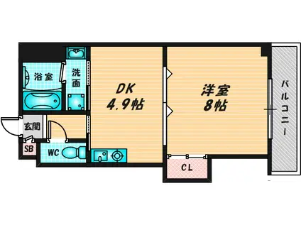 ブロードネスト御厨(1DK/4階)の間取り写真