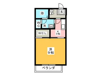 レクエルドサオリII A棟(1K/1階)の間取り写真