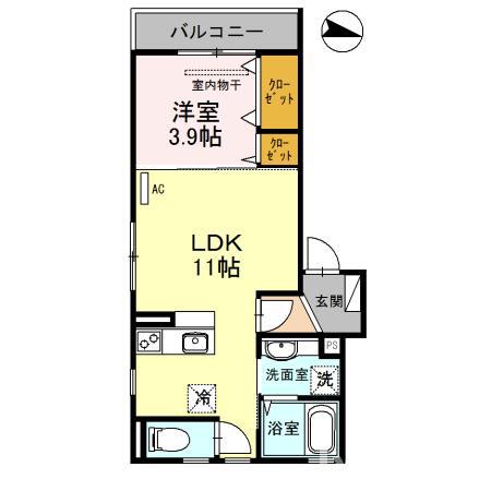 クレッシェンドIII(1LDK/3階)の間取り写真