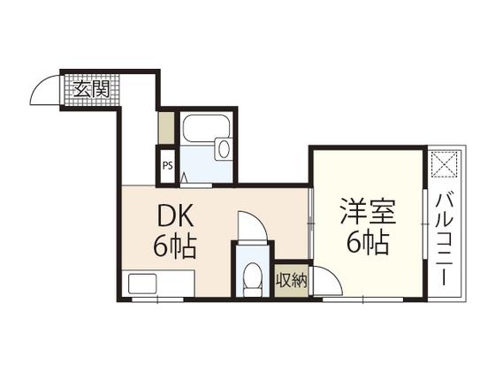 山田ビル(1DK/3階)の間取り写真
