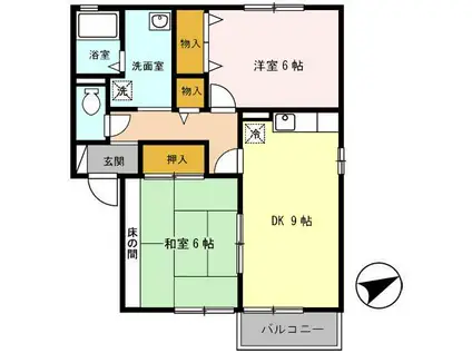 グリーンコート I(2DK/1階)の間取り写真