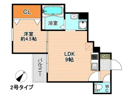 CRECIA北方(1LDK/3階)の間取り写真
