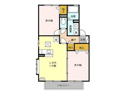 ロイヤルビレッジA(2LDK/1階)の間取り写真