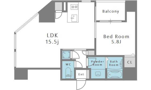 フォレステージュ西本町(1LDK/4階)の間取り写真