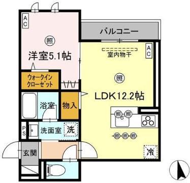 D-RESIDENCE川口3丁目E(1LDK/1階)の間取り写真