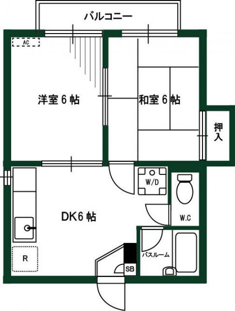 ABタウンパレス(2DK/3階)の間取り写真