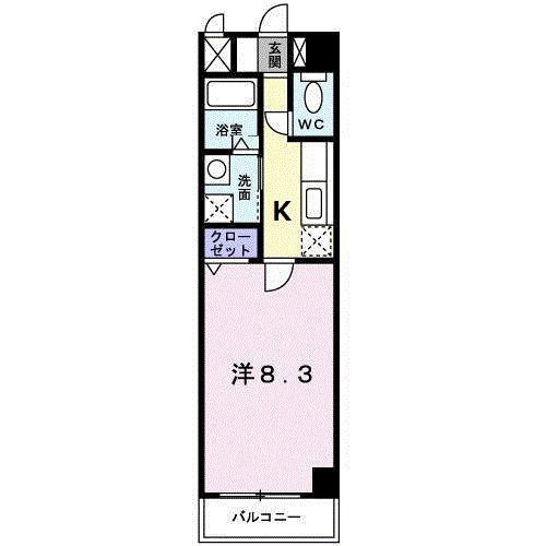 カーサV(1K/1階)の間取り写真