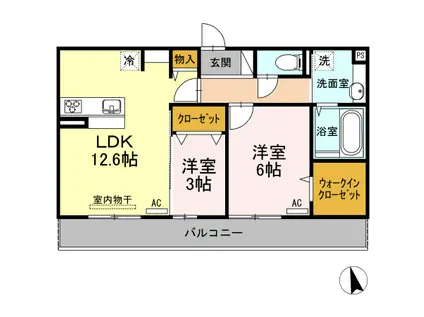  ティエード コート(2LDK/3階)の間取り写真