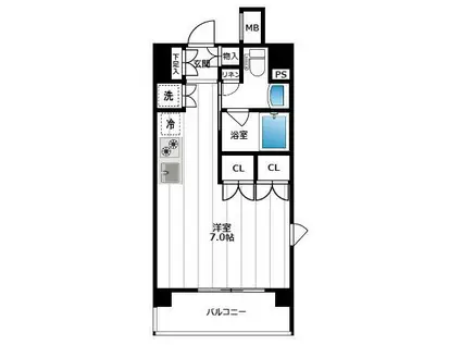 PREMIUM CUBE 菊川(ワンルーム/3階)の間取り写真