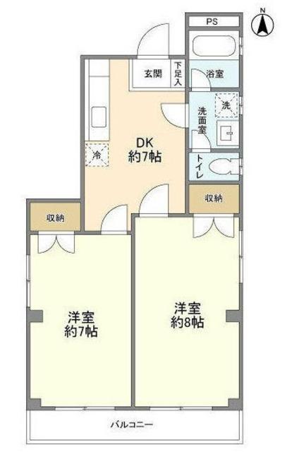 国立第二ベルハイム(2DK/2階)の間取り写真