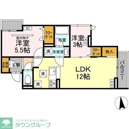 セレスティア東保木間II(2LDK/2階)の間取り写真