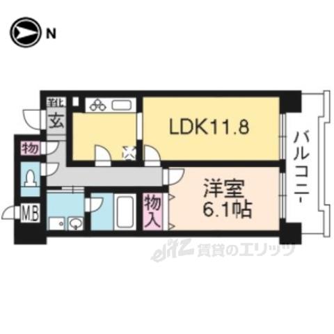パインフィールド東野(1LDK/9階)の間取り写真
