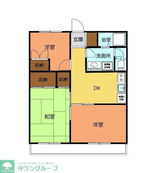 SUNBILL(3DK/2階)の間取り写真