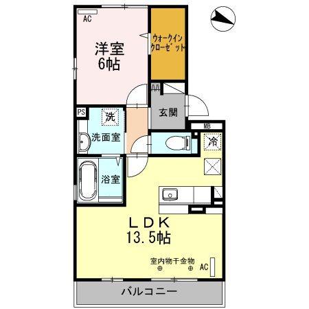 ボンシック1番館(1LDK/1階)の間取り写真