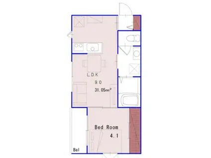 プリンスコート野方(1LDK/1階)の間取り写真