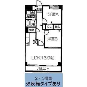 スリーウェル(2LDK/3階)の間取り写真