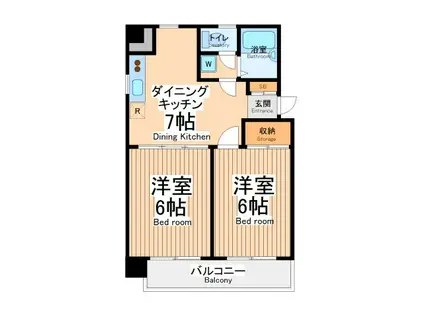 グレイス・ミコ(2DK/6階)の間取り写真