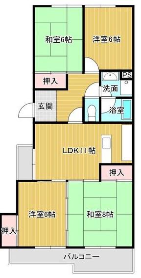 第2大進コーポ(4LDK/1階)の間取り写真