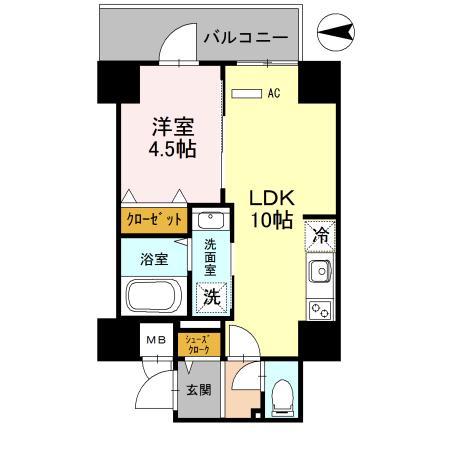 アヴニール東三国(1LDK/7階)の間取り写真