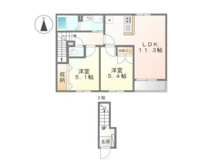 フィールドハイツ(2LDK/2階)の間取り写真
