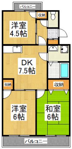 プレミール東所沢(3DK/4階)の間取り写真