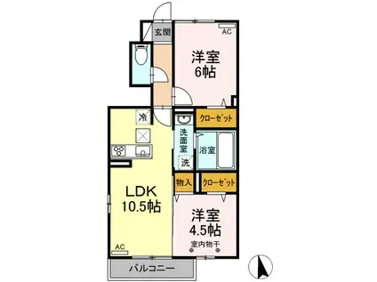 メゾンMKY A(2LDK/1階)の間取り写真