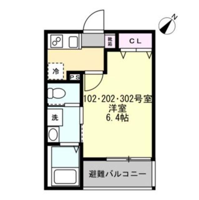 ベイルーム小田急相模原(1K/3階)の間取り写真