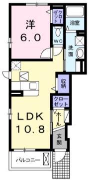 エクセルコートII(1LDK/1階)の間取り写真