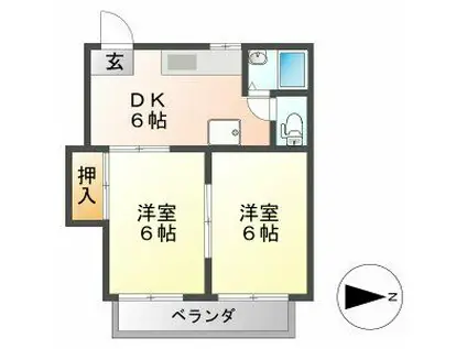 フォーブル岡田(2DK/2階)の間取り写真