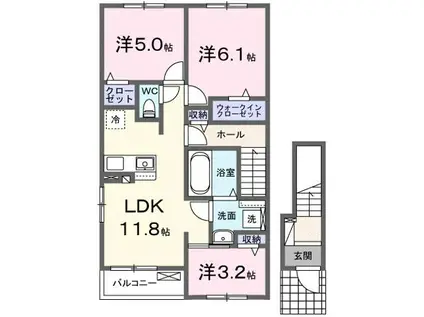 シュタインブルネン(3LDK/2階)の間取り写真