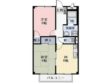 SURPLUSハイツ・フレンディ(2DK/2階)の間取り写真