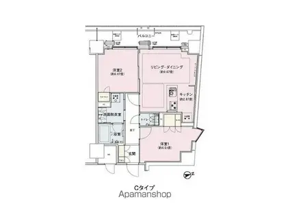アンビエンテ駒込(2LDK/7階)の間取り写真