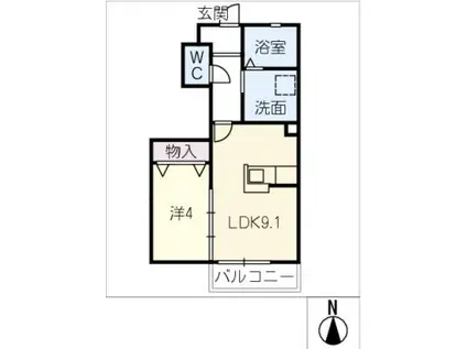 養老鉄道養老線 広神戸駅 徒歩10分 2階建 築3年(1LDK/1階)の間取り写真