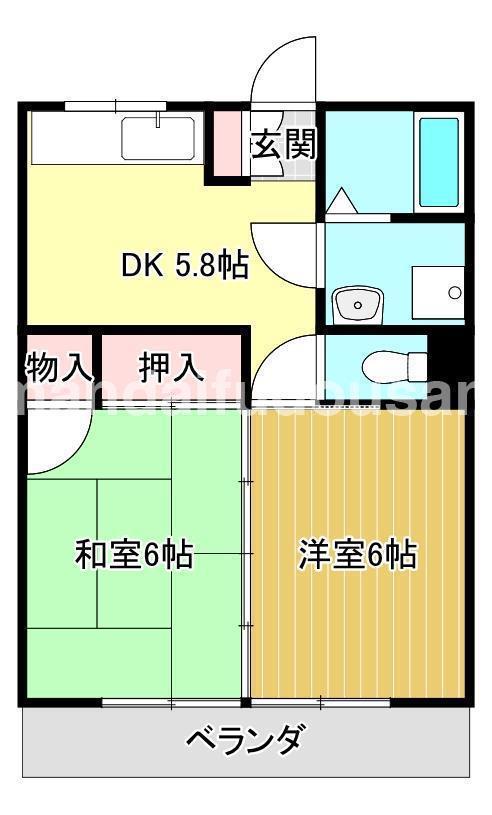 ベルハウス(2DK/1階)の間取り写真
