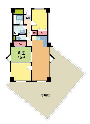 モンテヴィラアシヤ(3LDK/1階)の間取り写真