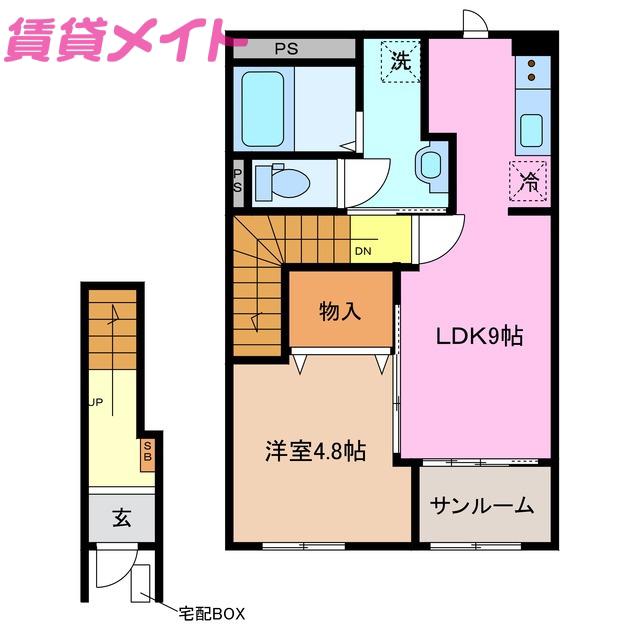 筒尾4丁目アパート(1LDK/2階)の間取り写真