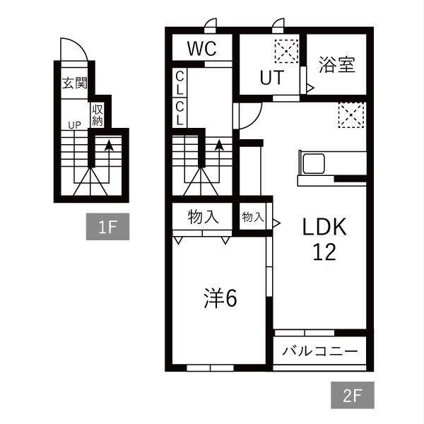 パークハイム中一の沢(1LDK/2階)の間取り写真