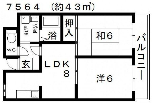 ボヌールⅡ(2DK/3階)の間取り写真