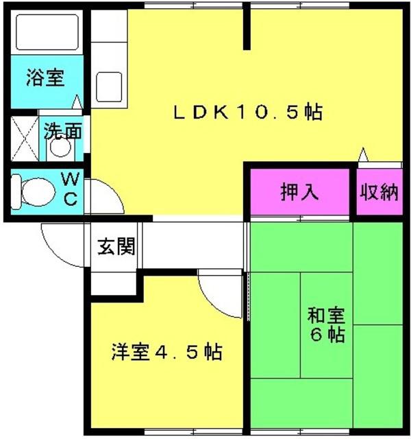 カサベルデ中澤A棟(2LDK/1階)の間取り写真